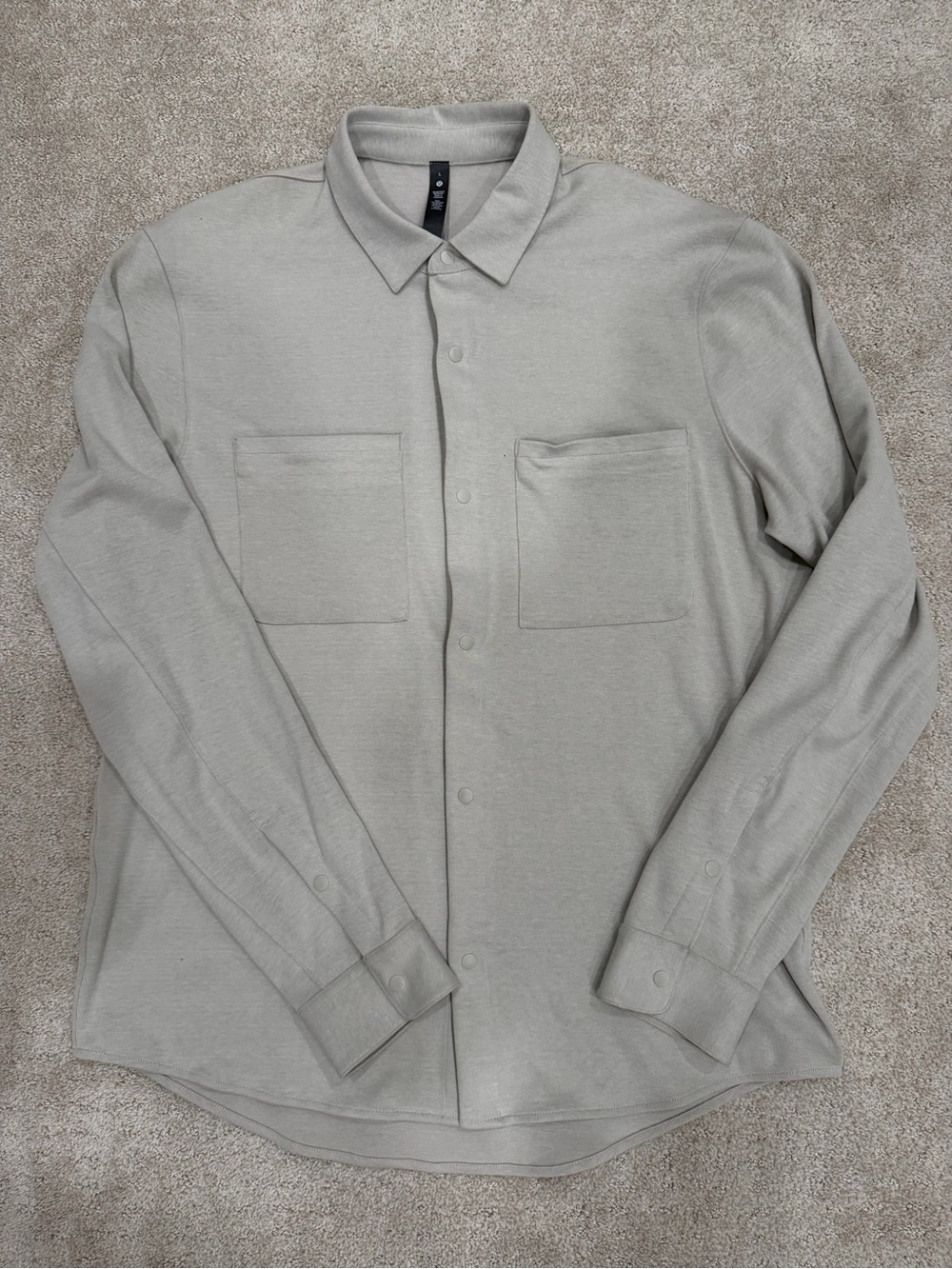 Lululemon Men's Soft Knit Over Shirt Classic Light Gray Button-Up Shirt